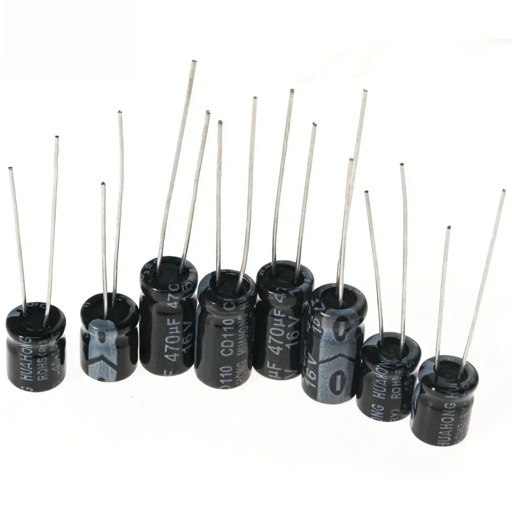 120PCS Electrolytic Capacitor Kit 16V 25V 50V 1uF-470uF Aluminum Electrolyte Capacitors - 12 Values DIP for Electronics Projects