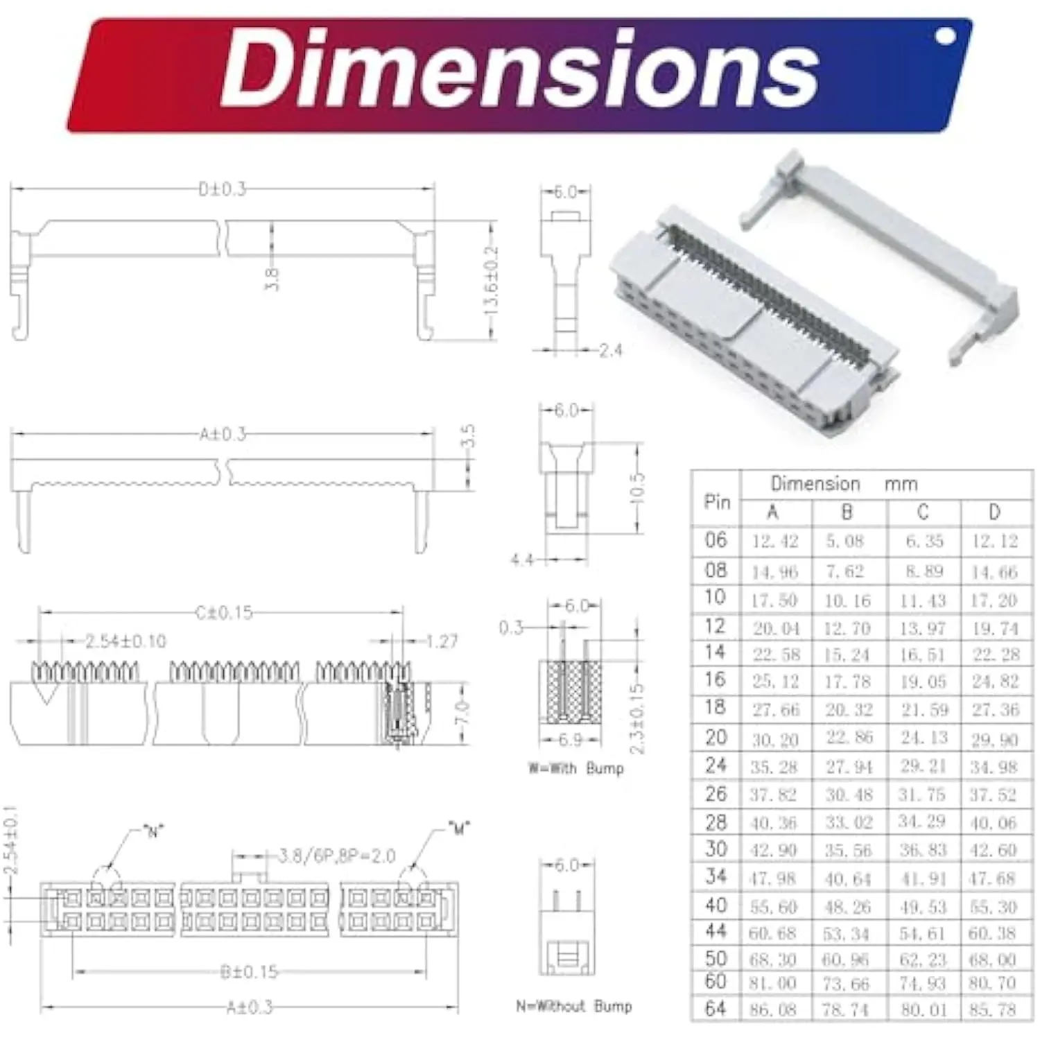 Cavo a nastro IDC da 2,54 mm 26 pin, prolunga IDE maschio-femmina 30 cm 2 pezzi per Arduino, Raspberry Pi, PCB fai da te - immagine 5