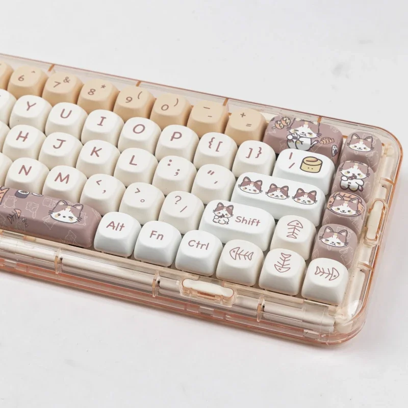 1 Set GMK 142 Keys Meow Eats Japanese Food MOA Profile Key Cap MAC Square Thermal Sublimation Mechanical Keyboard Keycaps