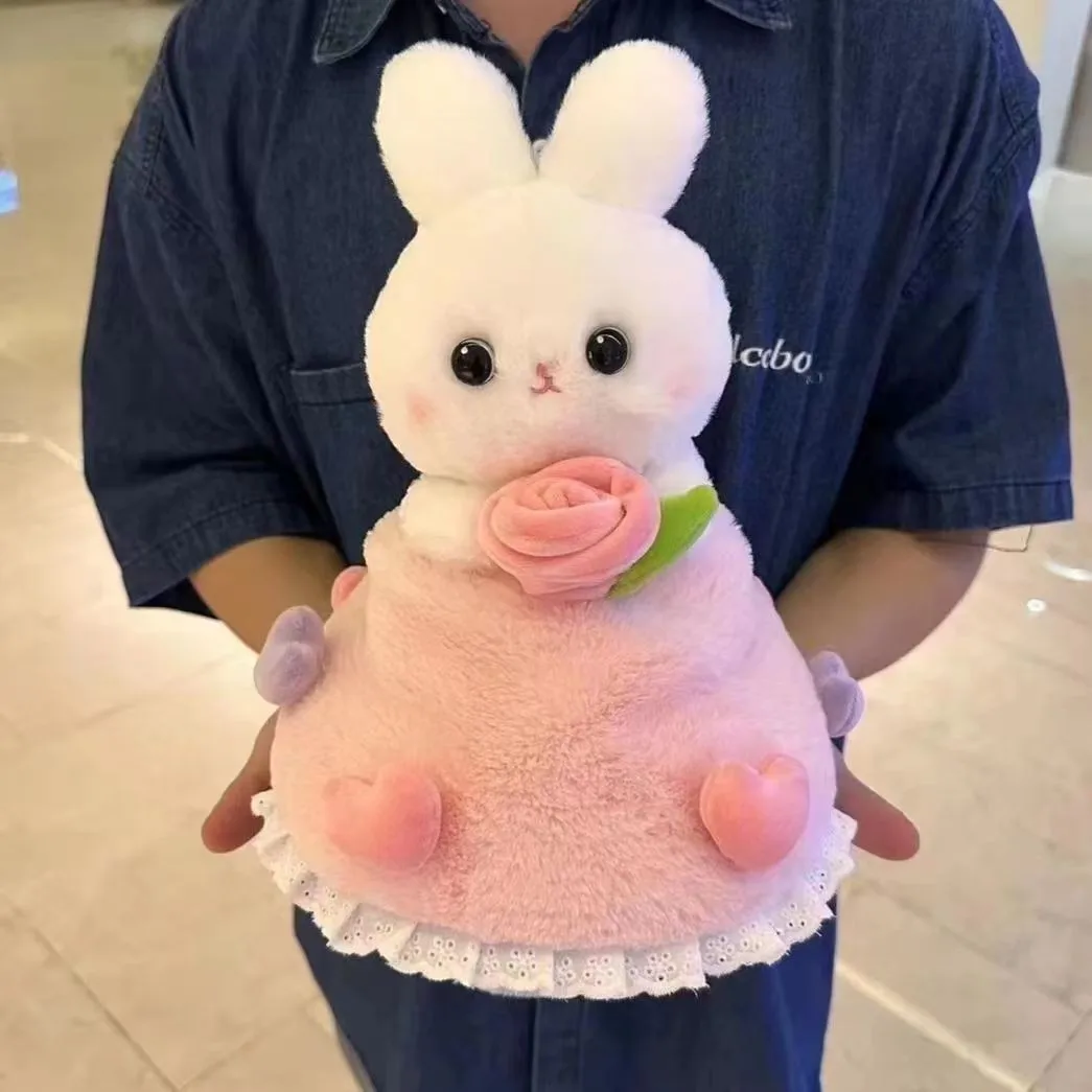 공주 토끼는 꽃다발 인형으로 변신합니다. 봉제 장난감 인형 생일 선물 소녀 발렌타인 데이 인형