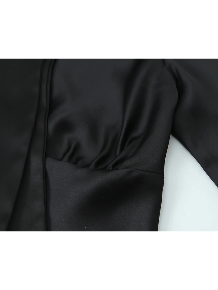 Spring New Women V-neck Shirt Elegant Flare Long-sleeved Shirt Fashion Casual Office Lady Scarf Fashion Shirt Women Clothing