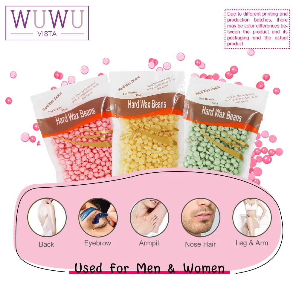Hair Removal Wax hard wax beans hair removal tool 100g/3.52oz Hot Wax Hair Removal Depilatory Waxing hard Beans for Wax Heater Painless for all Hairs Removal Beans