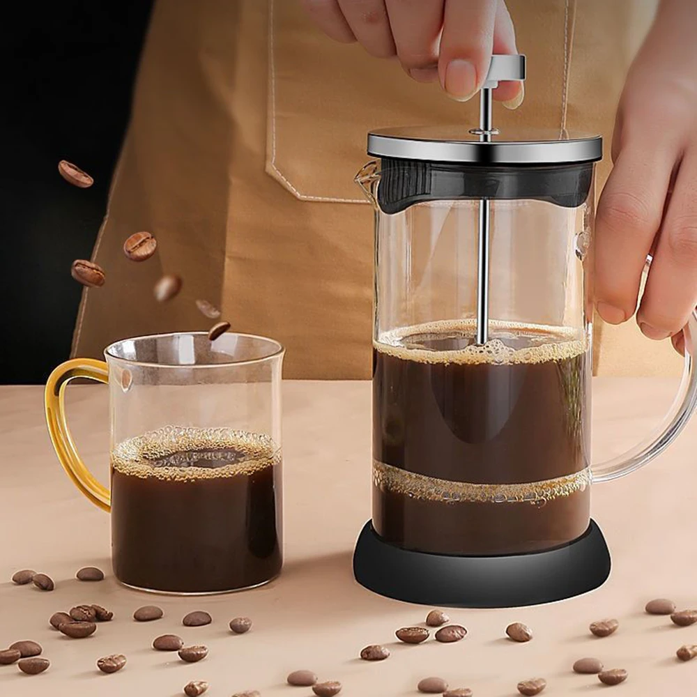 French Press Coffee Pots Stainless Steel Glass Coffee Maker Multifunctional Hand Punch Pot Coffee Accessories 350-1000ml