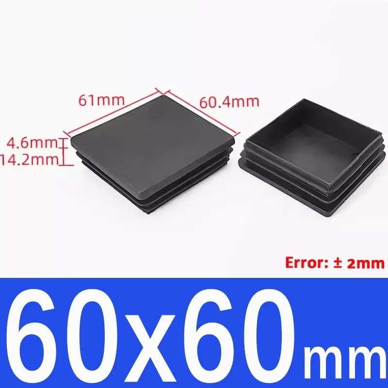Black Square Plastic End Caps for Table or Chair Feet Protection