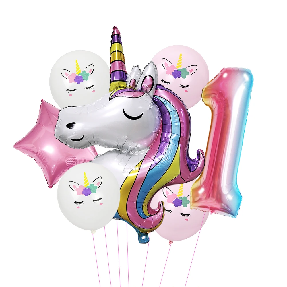 Einhorn Party Luftballons Nummer Folie Luftballons 1 2 3 4 Jahre Einhorn Geburtstags feier Dekoration Regenbogen Einhorn Luftballons Baby party