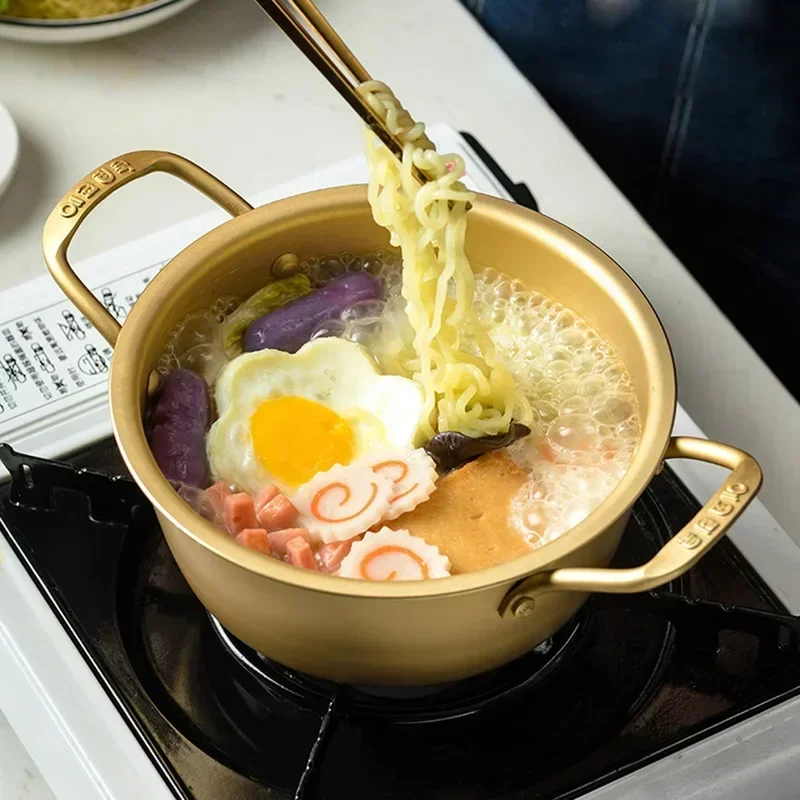 Instant noodles ramen pot cooking induction cooker yellow aluminum porridge pot binaural soup household gas instant noodles