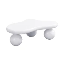Table basse Comanlai avec éclairage LED, table d'appoint en forme de nuage au design unique, pied rond, table à thé pour salon, bureau, blanc 5