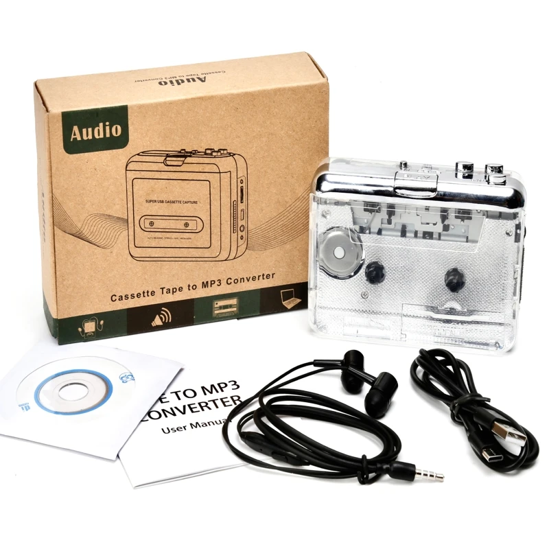 Cassette Player Portable Tape Recorder To Mp3 Full Transparent Shell USB /Type-C Port Cassette To MP3 Format Tape Player