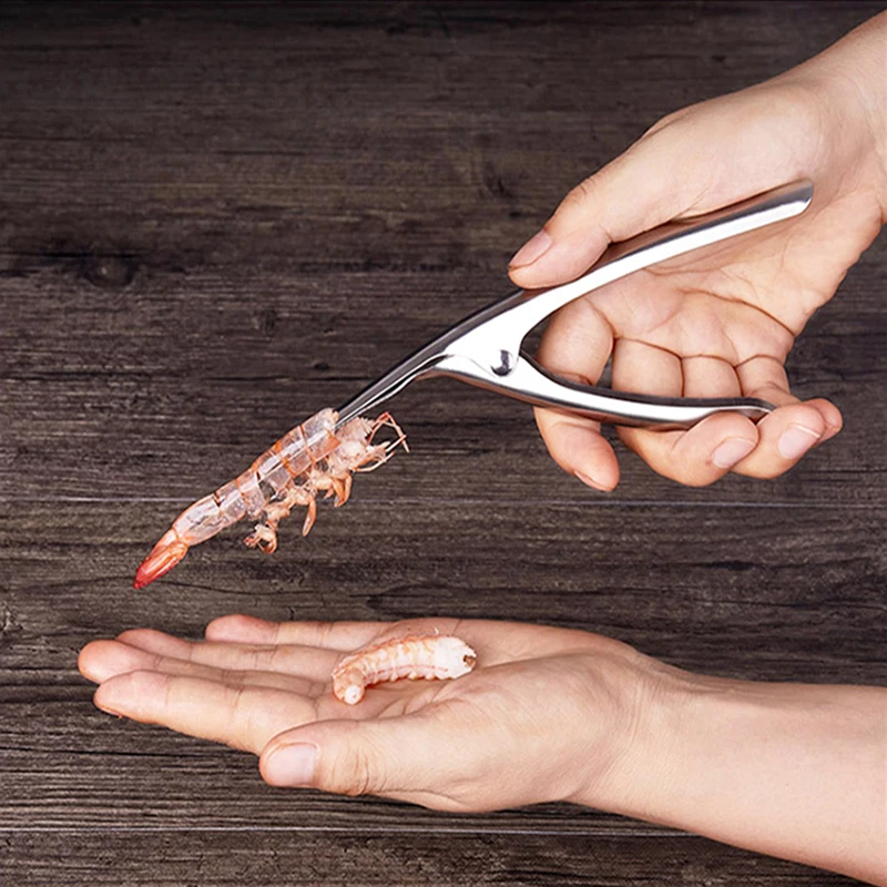 Stainless Steel Shrimp Peeler Prawn Shrimp Deveiner Fishing Knife Lobster Shell Remover Peel Device Kitchen Seafood Tools