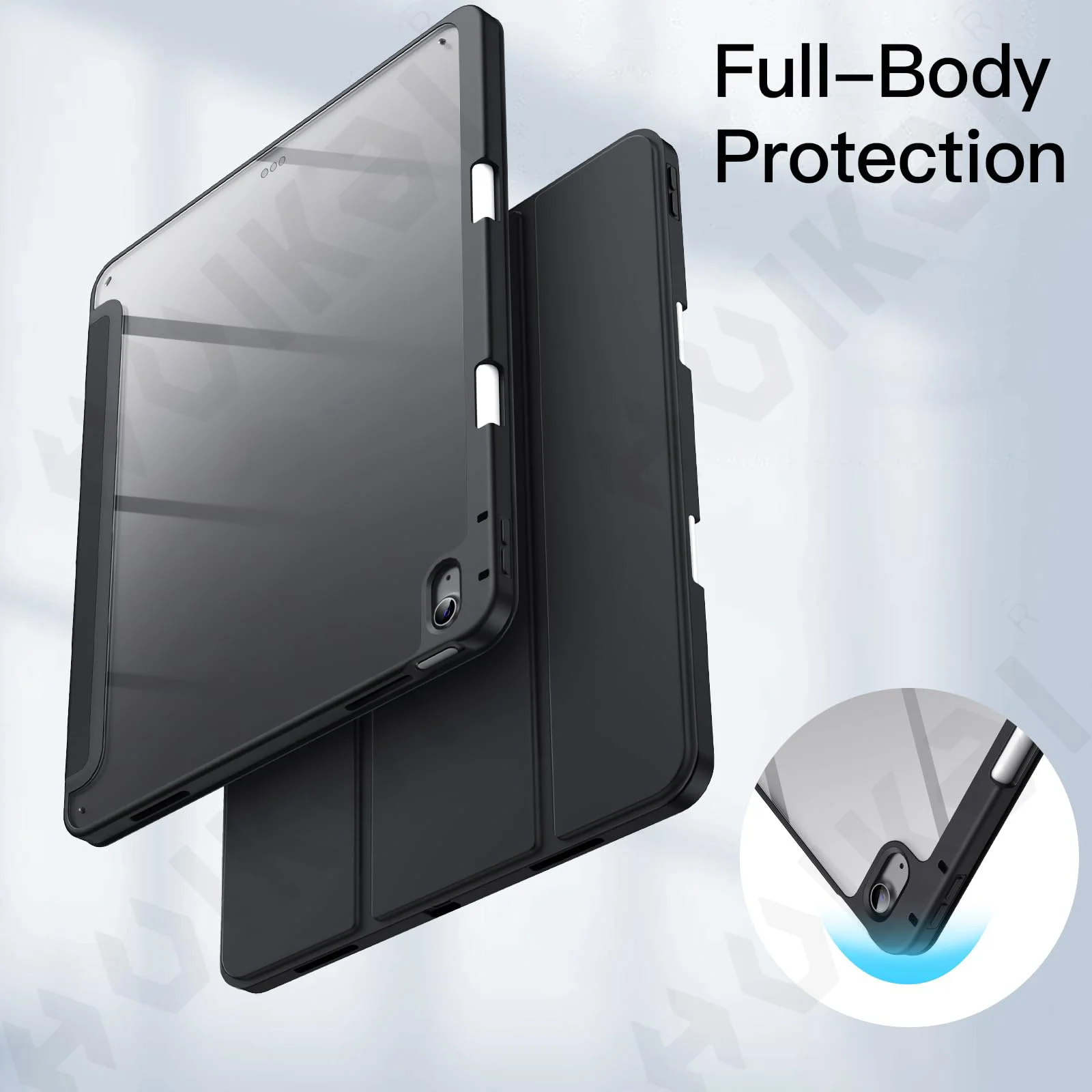 Green Trifold Stand Tablet Case with Pencil Holder and Auto Wake/Sleep Feature