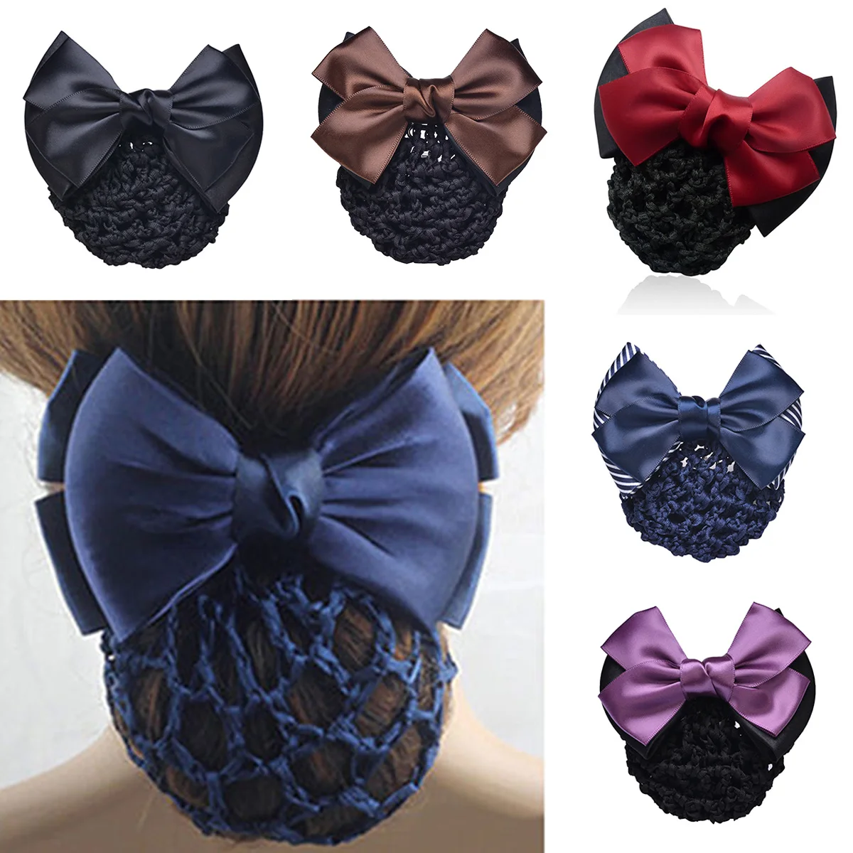 2023 New Fashion Satin Bow Barrette Floral Girl Lace Lady Hair Clip Cover Net Bowknot Bun Snood Women Hairgrip Headband Hairnets 2023 spain luxury brand silk scarf women ombre gradient beach cover soft silk shawls lady wrap neck snood foulard stole 180 90cm