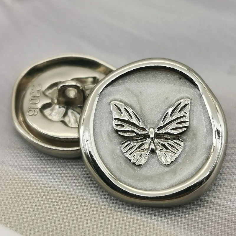10pcs 18mm 23mm 금속 드롭 오일 나비 단추 의류 코트 자 켓 자 수 바느질 액세서리 DIY 공예 용품 새로운