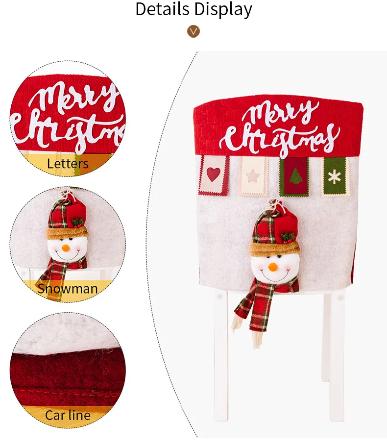 Description Picture 5 of itemChristmas Chair Cover Thick Chair Back Cover Festive Chair Back Covers Stretchable Washable Slipcovers for Christmas Dining Room