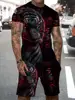 Newest Summer Men's Beach Shorts Set 3D Fierce beast Tiger Print Short Sleeve T-shirts+Shorts 2 Pcs Set Oversized Tracksuit Suit 6