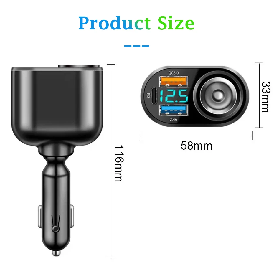 66W QC3.0 PD ڵ USB  ʰ     ڵ 12V/24V   3-USB Ʈ ȭ 