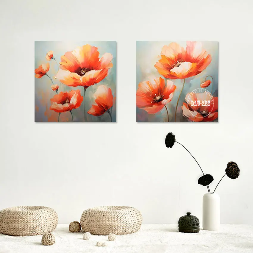 

2PCS Beautiful Flowers Oil Painting Abstract Floral Wall Original Hand-painted Artwork Canvas Art Dropshipping Frameless Picture
