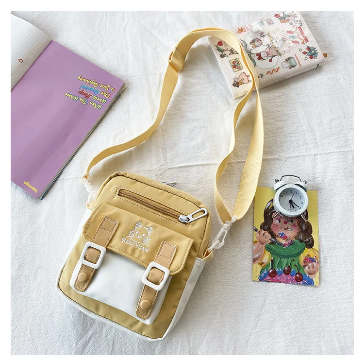 Japanese women small mobile phone bag cute cartoon cat girl student messenger bag funny personality shoulder bag