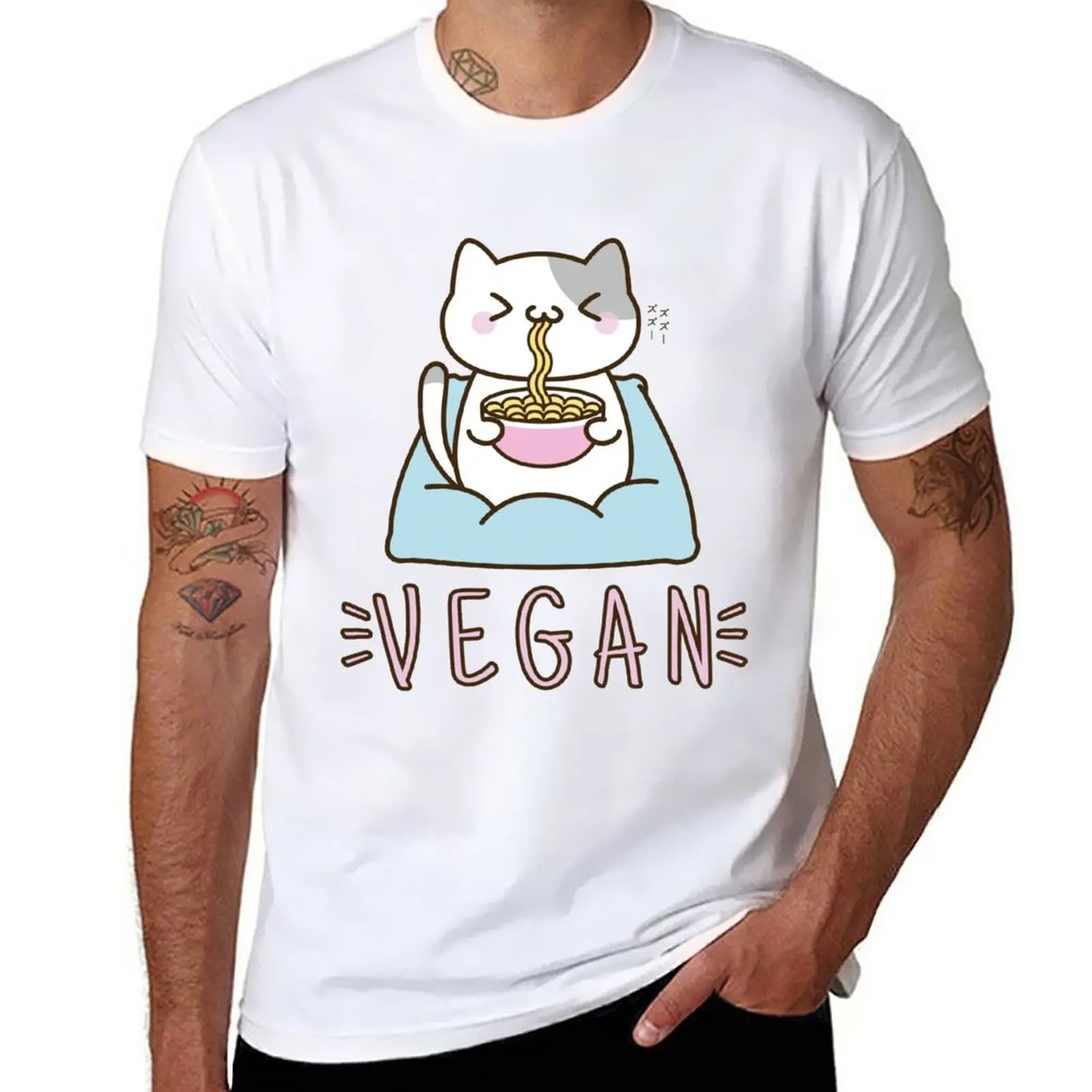 T-Shirt Vegan Ramen Coreano Fashion Customs Progetta Le Tue Magliette Grafiche Da Uomo Sublimi