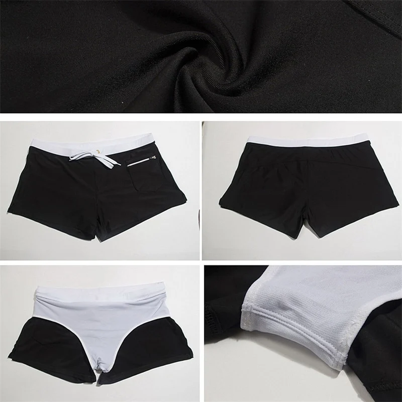 Men Swim Trunks with Zipper Pocket Mesh Liner Quick Dry Stretchy