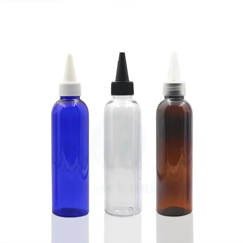 50 * 150ML Point Mouth Cap Bottle Plastic Cosmetic Container Refillable Hair Perm Liquid Essence Oil Dropper Squeeze Makeup Pack