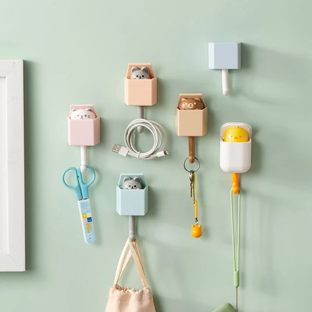 Kreatív Aranyos Rejtett Macskahorgok Fali Shlef Horog Ruha Kalap Sál Kulccsal Tartók Állatok Fogas Rack Otthoni Dekoráció - Image 2