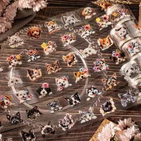 Mr. Paper, 6 Styles, PET Sticker Tape, Cute Cat and Dog Stickers DIY Handmade Collage Mobile Phone Case Decoration Material 1