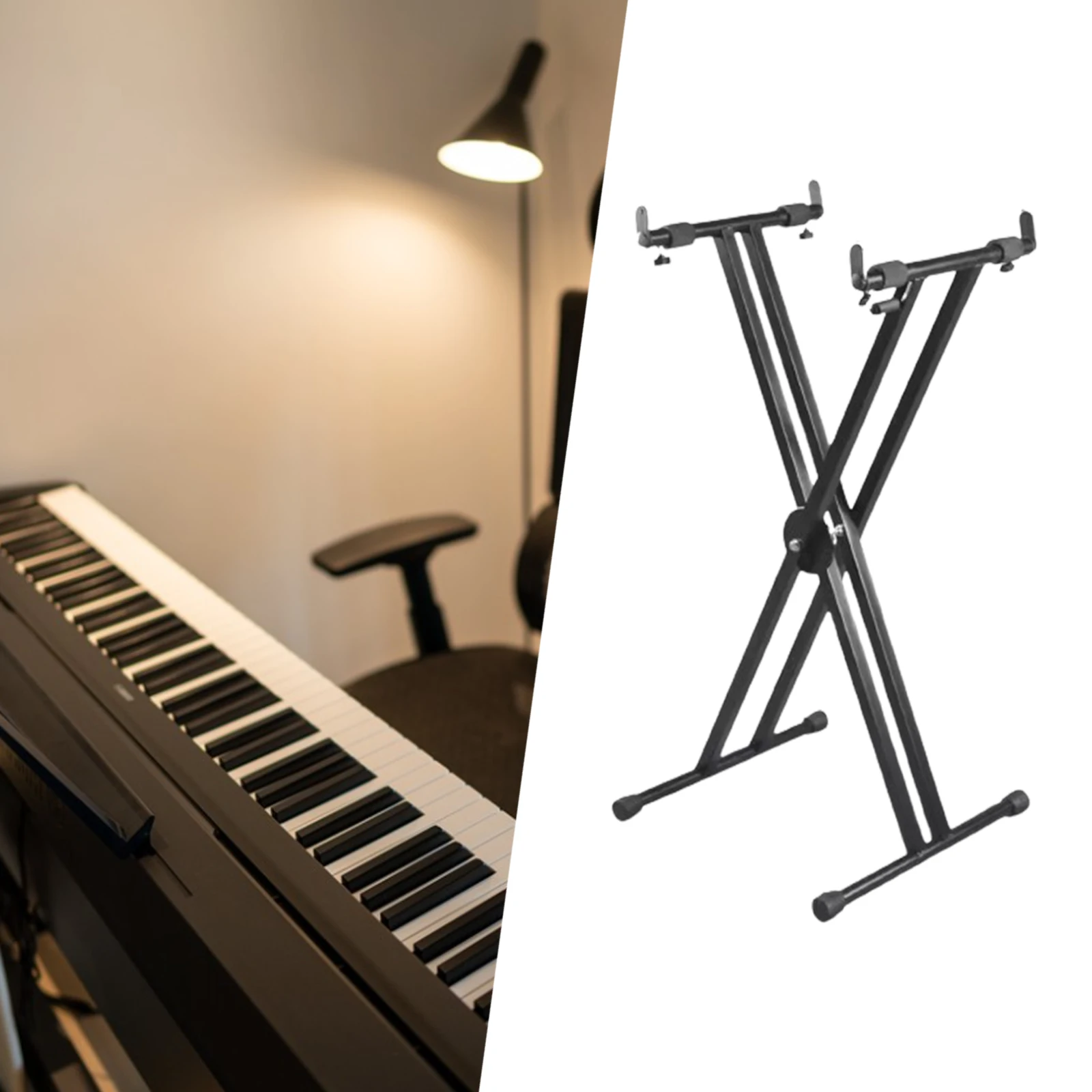 Piano Keyboard Stand Universal Digital Piano Stand Collapsible Height Adjustable Double Braced X Shaped Keyboard Rack for Stage