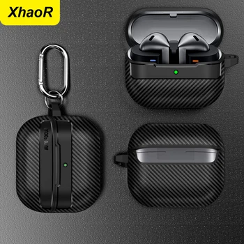 Custodia protettiva per auricolari in fibra di carbonio per Samsung Galaxy Buds3 / Buds 3 Pro Custodia protettiva con accessori portachiavi