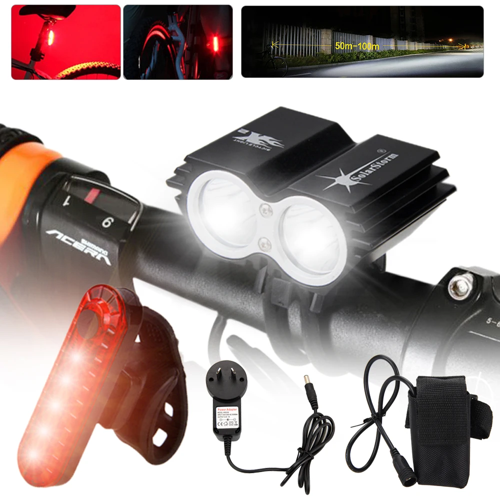 Details about   8000Lumen 2x XM-L2 LED Cycling Front Bicycle Bike Headlamp Bike light Headlight` 