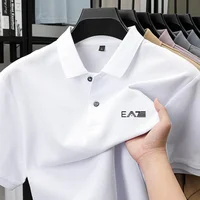 Polo homme 2026 à manches courtes, imprimé lettres, en 100% pur coton, confortable, respirant et décontracté pour l'été 3