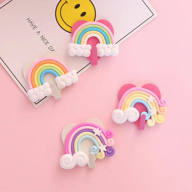 6pcs Nordic Rainbow Hanging Hook Adhesive Key Holder Wall Mount Sticky Hanger for Clothes Towel Home Decoration Accessories 5