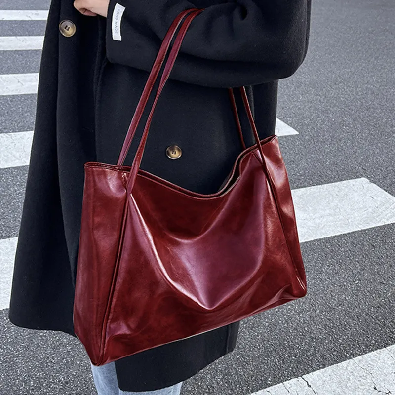TAVIMART  -  Retro Matte Design PU Leather Shoulder Bag Women Korean Luxury Large Capacity Crossbody Bags Tote Bag New Fashion Handbags
