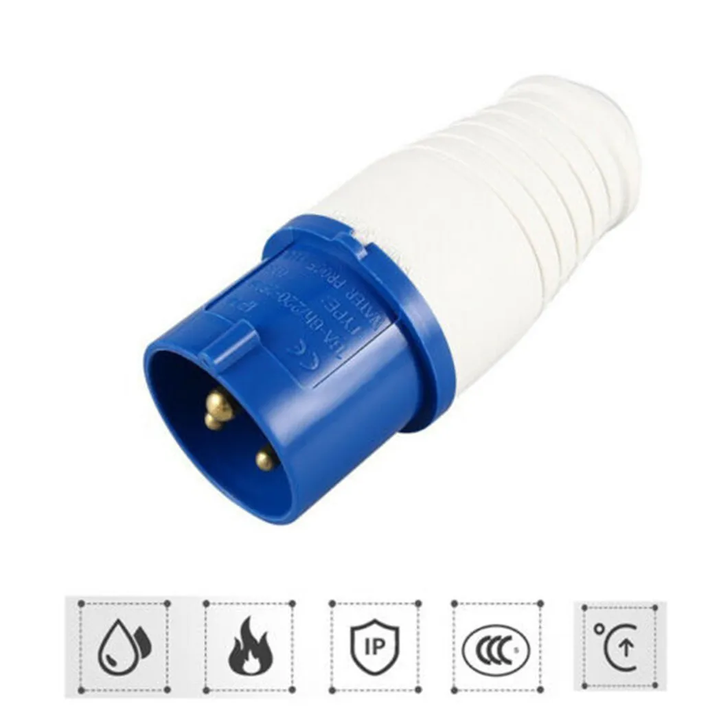 Industrial plugs socket 240V 16A 3 pin waterproof male/female IP44 2P caravan motorhome trailer truck yacht home hardware
