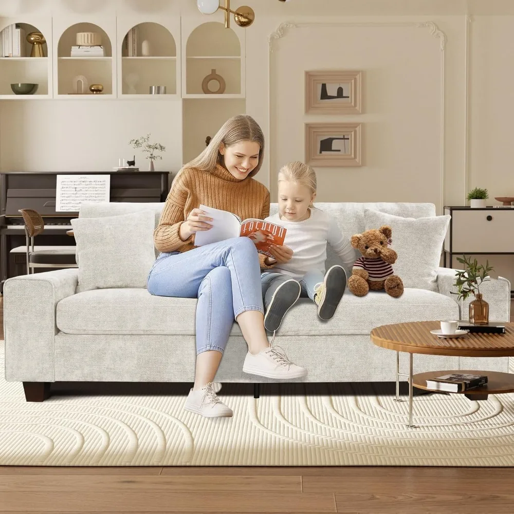 71.25" Sofa Couches for Living Room, 2 Seater Sofa with 2 Pillows, Small Modern (Beige, 71.25 inches) Set Children's Sofas 6