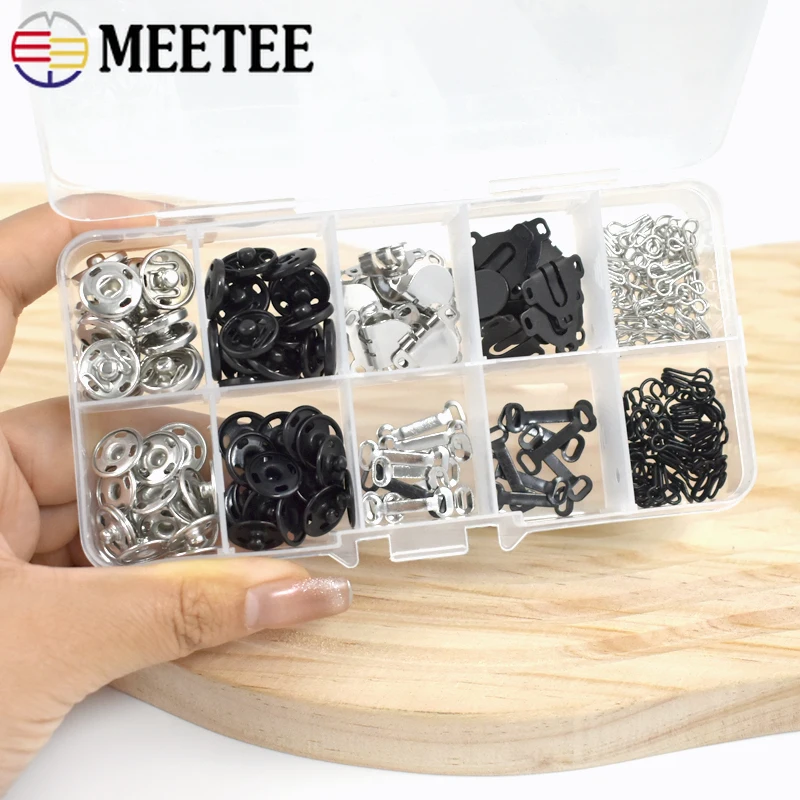 Confezione da 12 clip e occhielli per cucire, chiusura in metallo, clip
