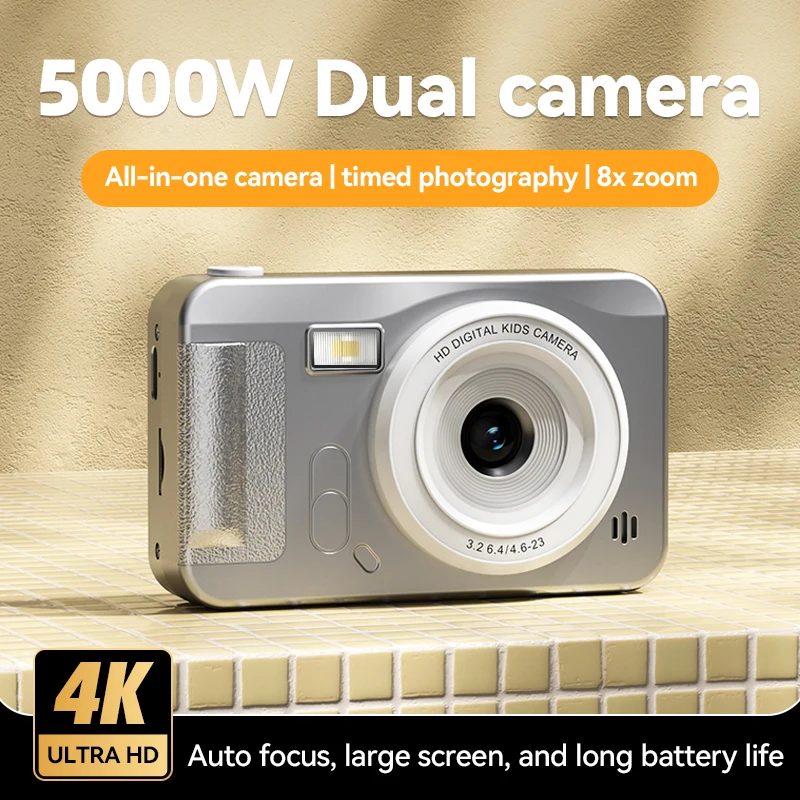 Digitale Camera, 4K 50MP Compactcamera, Digitale Point and shoot camera met 16x Zoom, 2,4 inch Scherm, Kleine Reiscamera voor Jongens, Meisjes, Tieners (Geen geheugenkaart
