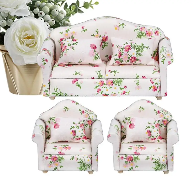 

Миниатюрный диван для кукольного домика, масштаб 1, 12, Кукольный диван, стул с подушками, аксессуары для кукольного домика, имитация высокой мебели, игрушка для