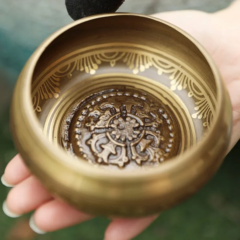 Creative Nepal Handmade Tibetan Singing Bowl Set, Decorative Wall-dishes, Resonance Healing Meditation, Chakra Singing Bowl, 1Pc 2