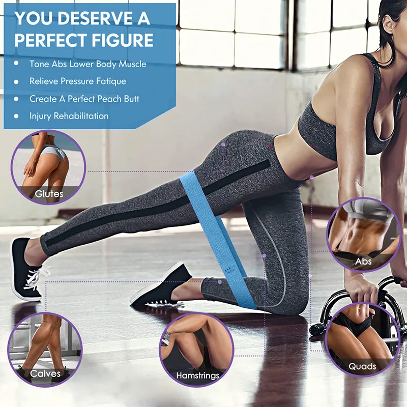 Exercise Workout Bands Resistance Bands 5 Resistance Levels Non-Slip Women Fitness Band Squat Glute Hip Training