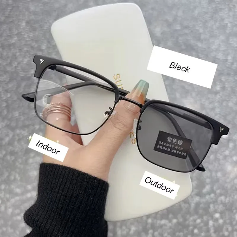 Anti Blue Light Glasses Photochromic Half Frame Eyepiece Computer Goggles Men's