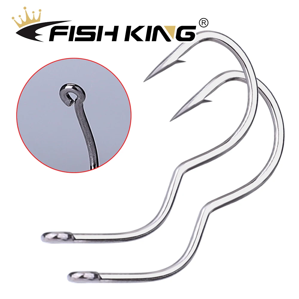 FISH KING12Pcs High Carbon Steel Fishing Hooks With Ring 6-13# Automatic Flip SHarp Barbed Fishhook for Carp Fishing Accessories