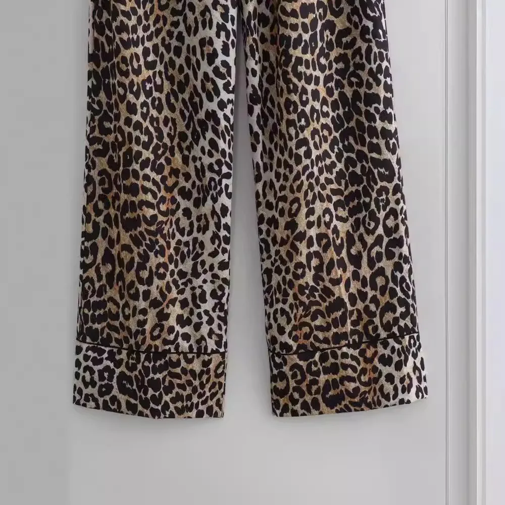Spring and Summer Casual Leopard Print Women's Pants Fashion Street High Waist Chic Pants Retro Women's Pants 2024