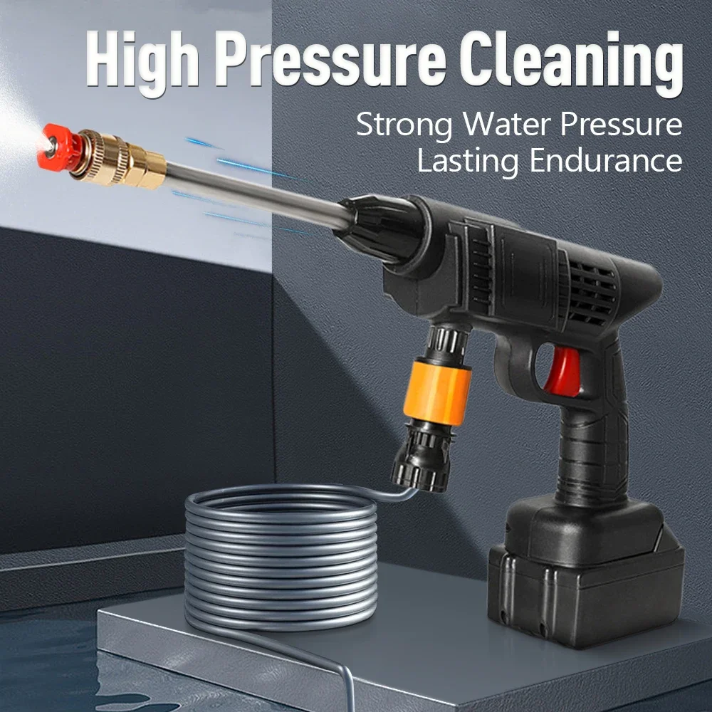 Portable High Pressure Water Gun Cleaning Car Wash Machine Garden Watering Hose Nozzle Sprinkler Foam Water Gun 96HV Big Battery 3