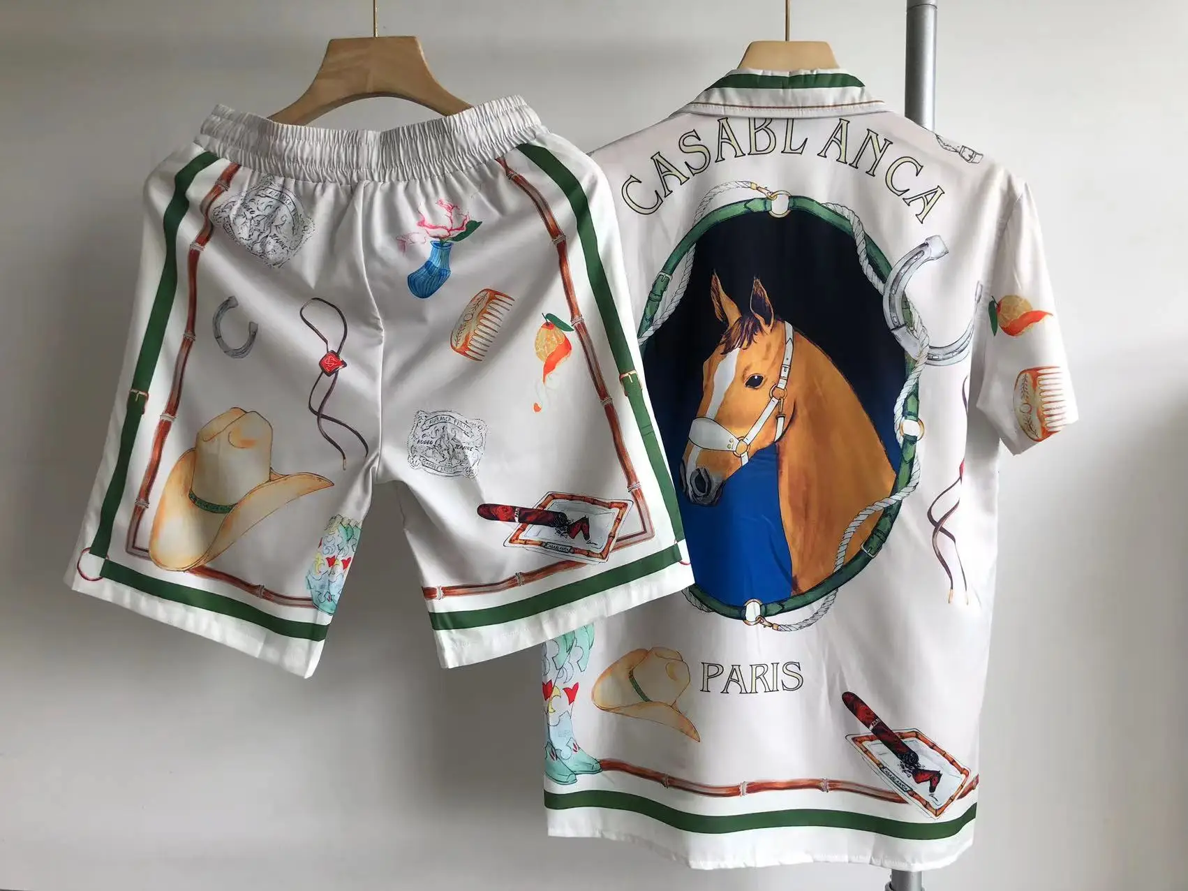 

Horse Casablanca Shirts Men Women Short Sleeve Full Print Shirt Top Tees Inside Tag