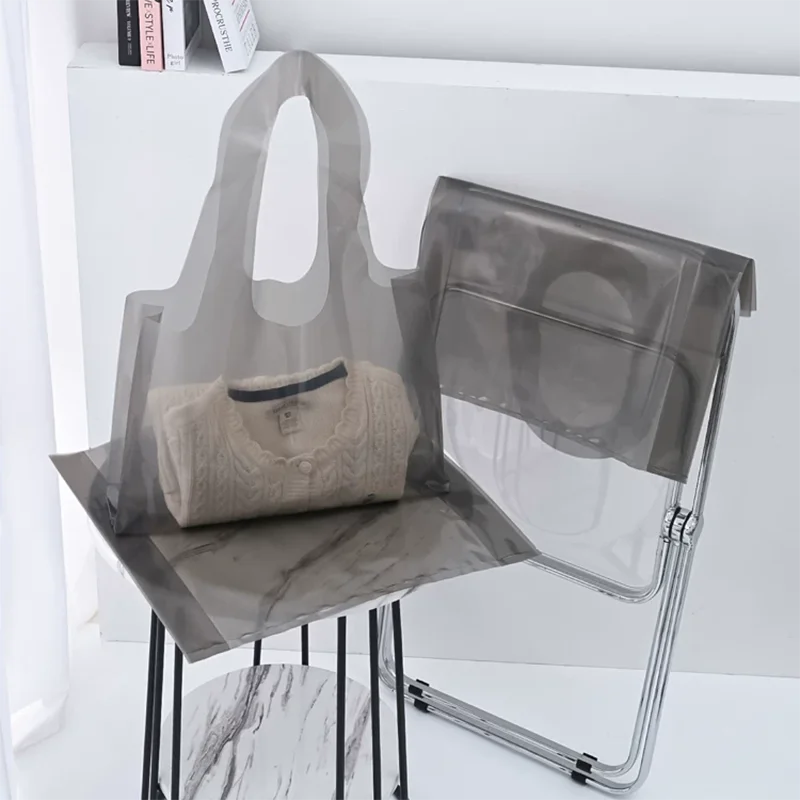 25pcs Transparent Clothing Store Tote Bags Women's Plastic Gift Shopping Packaging Bags for Clothes Customizable Logo 6