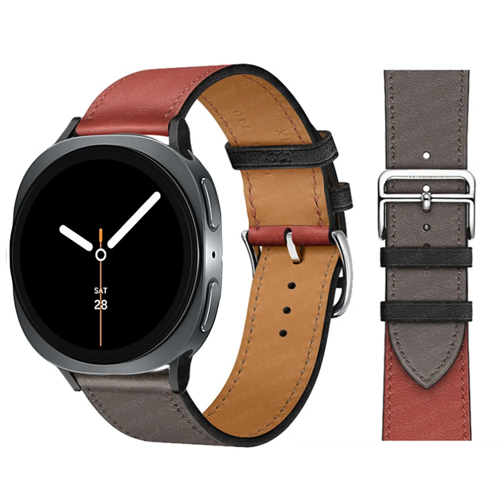 Premium Synthetic Leather Strap for Smartwatch - Elegant Bracelet with Connector
