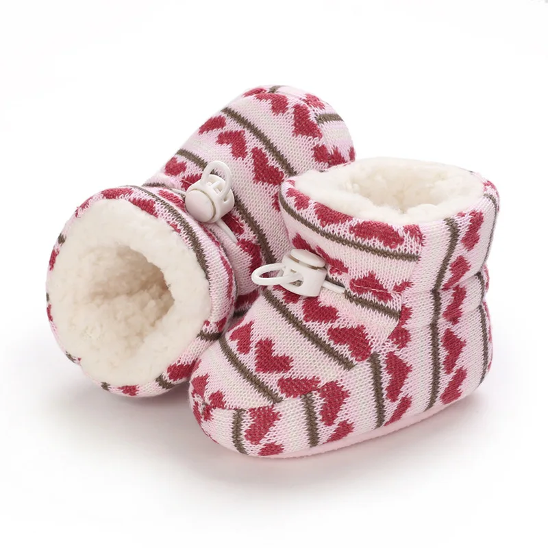 0-1Y Cute Baby Shoes Infant First Walkers Winter Snow Boots for Boys Girls Warm Thickened Soft-Soled Boots for Newborn Toddlers