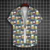 Hawaiian Shirt For Men 3d Beer Printed Short Sleeve Shirts Beer Party Shirt Tees Summer Casual Tops Loose Oversized Men Clothing 4