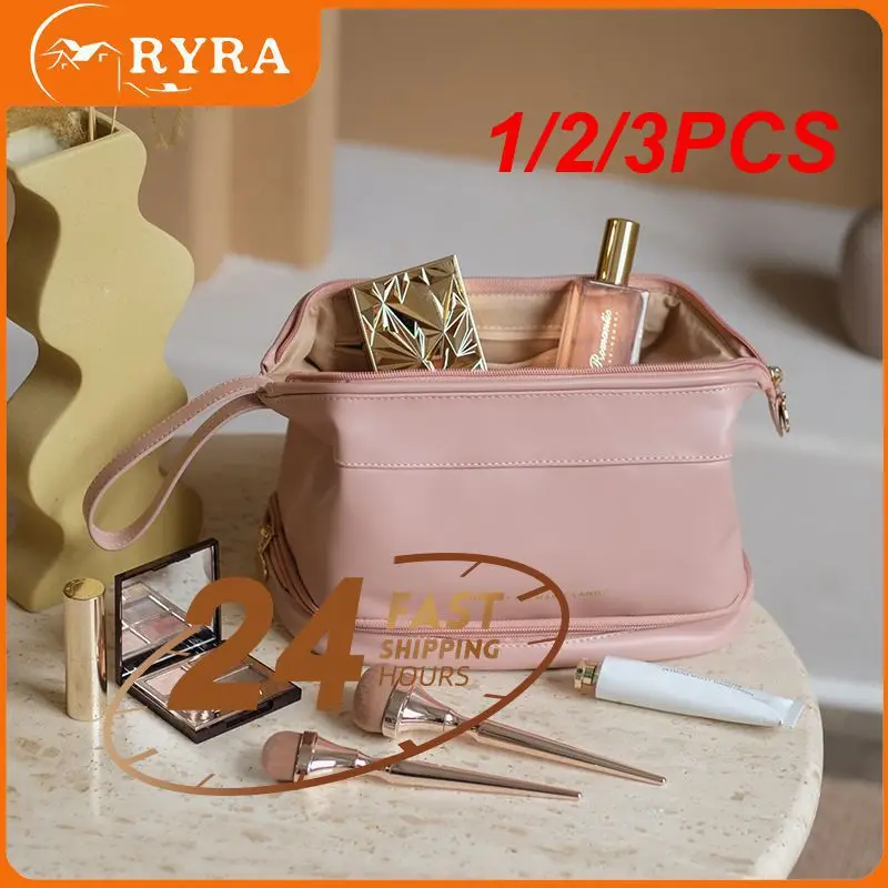 

1/2/3PCS Women Cosmetic Bag PU Leather Girl Makeup Bag Travel Portable Toiletry Makeup Organizer Bag Female Fashion Beauty Case