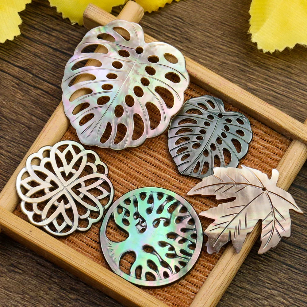 1PC Natural Mother of Pearl Shell Pendant Tree of Life Leaf Charm for DIY Jewelry Accessories Necklaces Earrings